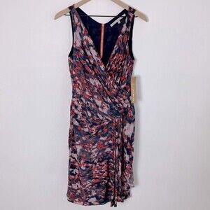 NWT Rachel Rachel Roy August Chili Combo Pleated Draped Cocktail Dress Sz M